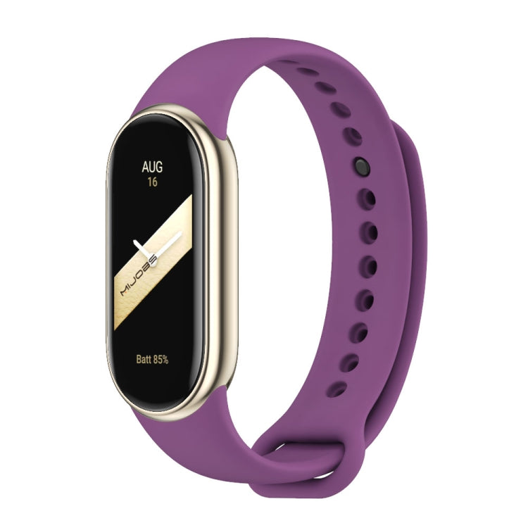 Purple silicone smart band with metal buckle and watch module