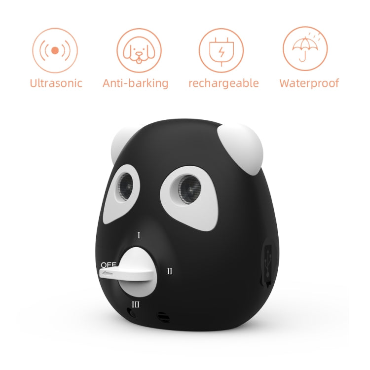 Black ultrasonic bark stopper device with mode dial and side panel controls
