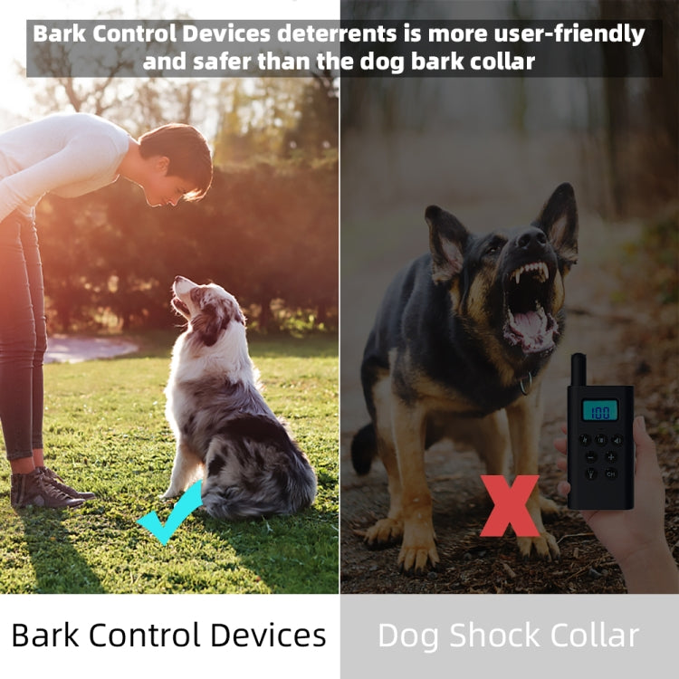Ultrasonic bark control device in black housing with button controls