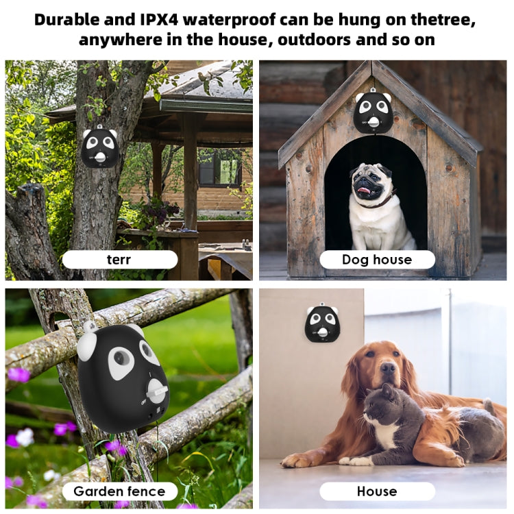 Black ultrasonic dog bark stopper with hanging design and ear-like side accents