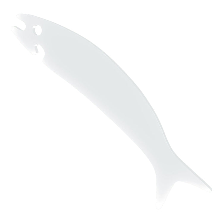 Clear fish-shaped oven rack push-pull stick with grip cutouts