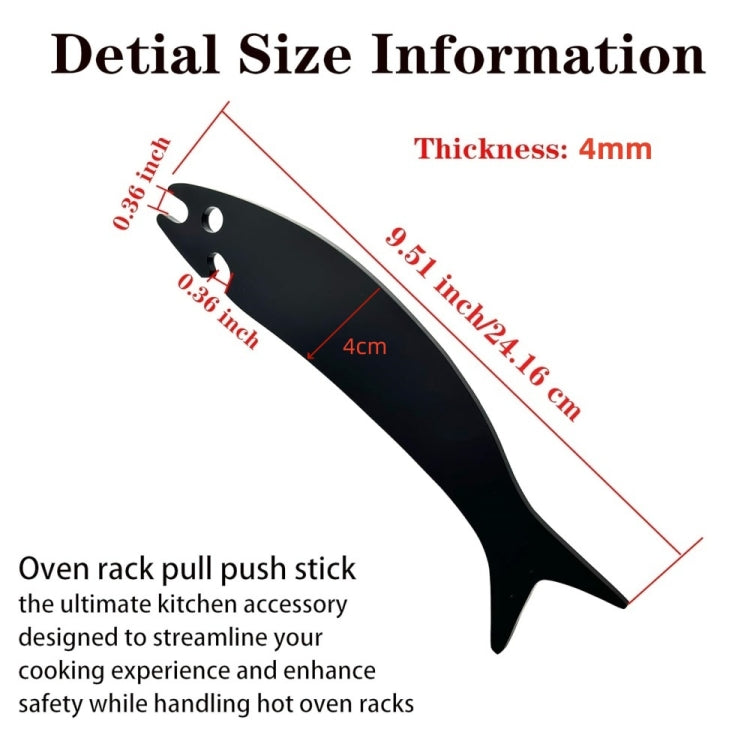 Black fish-shaped oven rack push-pull stick, slim acrylic design