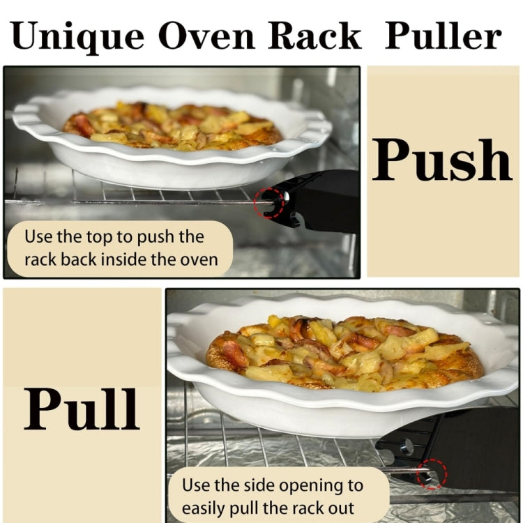 Fish-shaped oven rack puller used to push and pull a metal oven rack