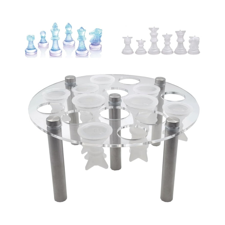 Round chess mold stand with clear circular base and five support legs