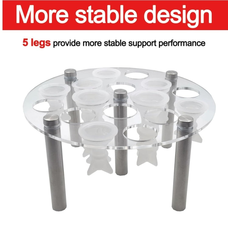 Round chess mold stand with clear top plate and five metal support legs