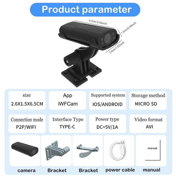 Black smart security camera with mounting base and side port