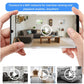 Black smart security camera viewed with a smartphone live view