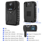 Wearable mini action camera rear view with rear ports and display, black rugged case