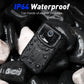 Rugged waterproof wearable mini camera with lens, shown on wet surface, black