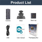 Smart WiFi security camera kit with mount base, back clip, and USB cable