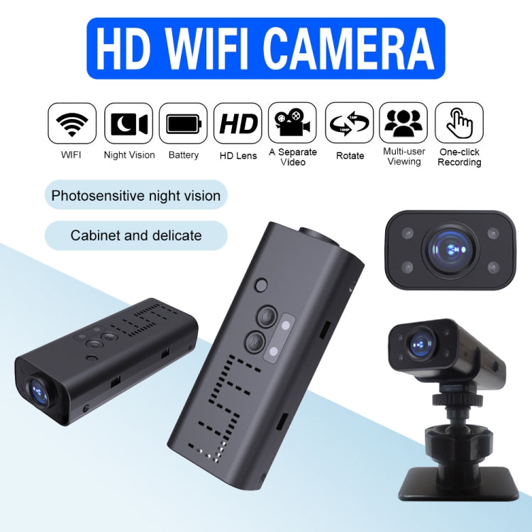 HD WiFi security camera with black tabletop stand and handheld unit, dark gray