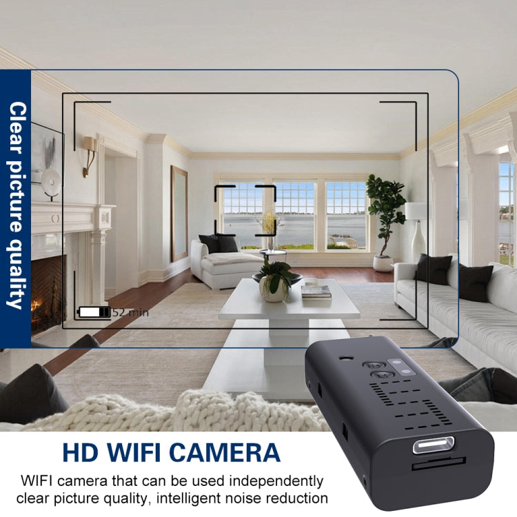WiFi security camera with built-in battery pack shape, resting on a small base