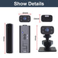 WiFi security camera dimension chart showing front, side, and stand views