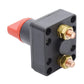 Car battery disconnect rotary isolator switch with red/gray housing and brass terminals