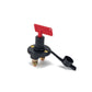 Battery selector switch with red handle, round black housing, and two copper lugs