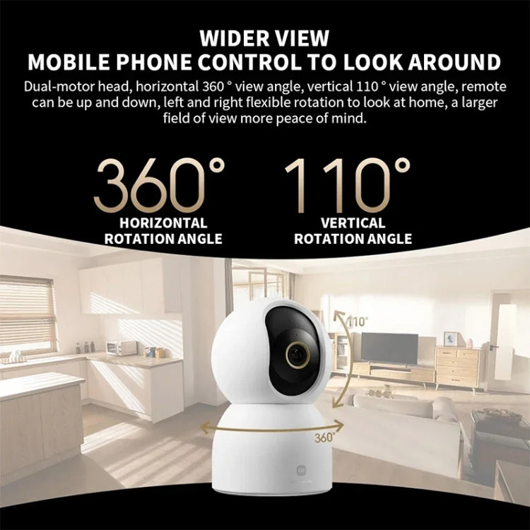 White 360° indoor security camera with dome lens on tabletop stand