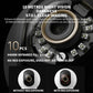 Smart security camera lens close-up with infrared night vision lighting