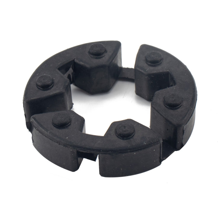 Power window regulator gear coupling: black plastic ring with six snap pegs