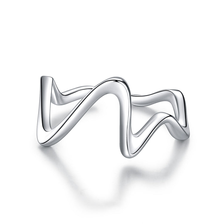 Sterling silver wave curve women’s ring with wavy open design
