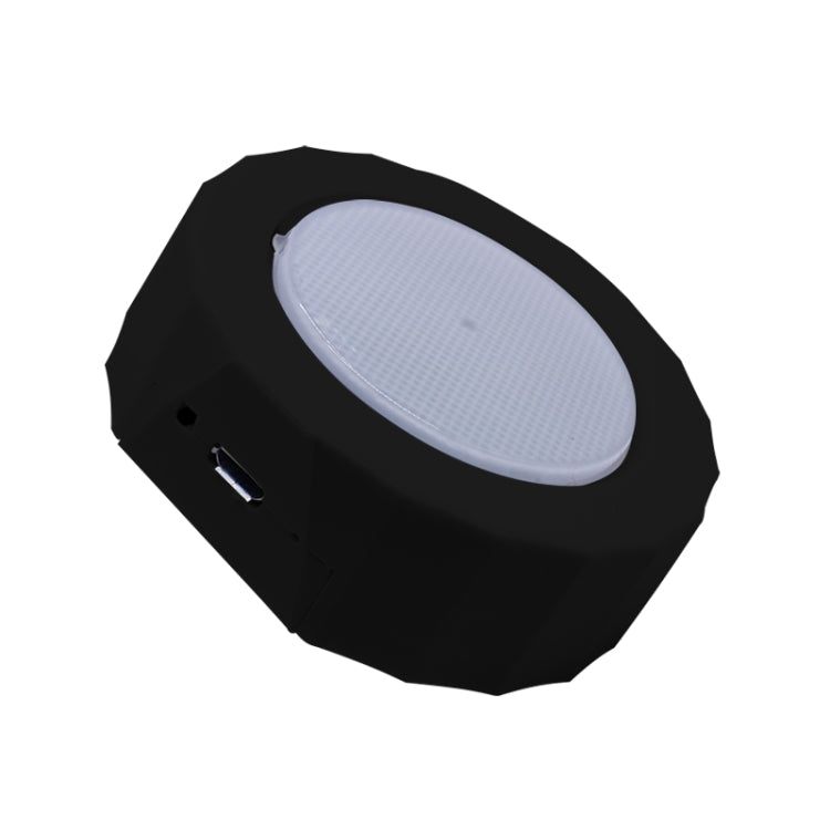 USB car LED reading light, black housing with circular LED diffuser panel