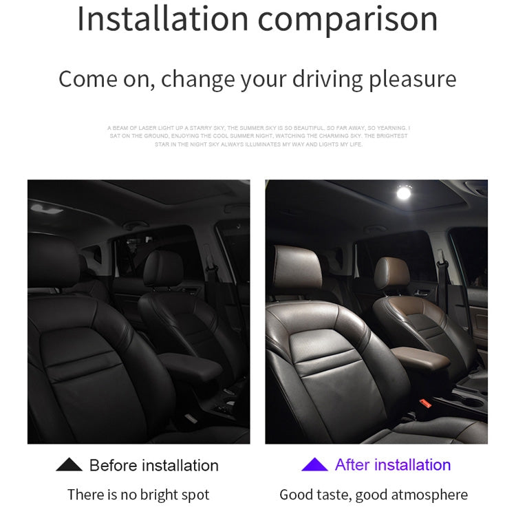 USB car LED reading light illumination before-and-after on car seats