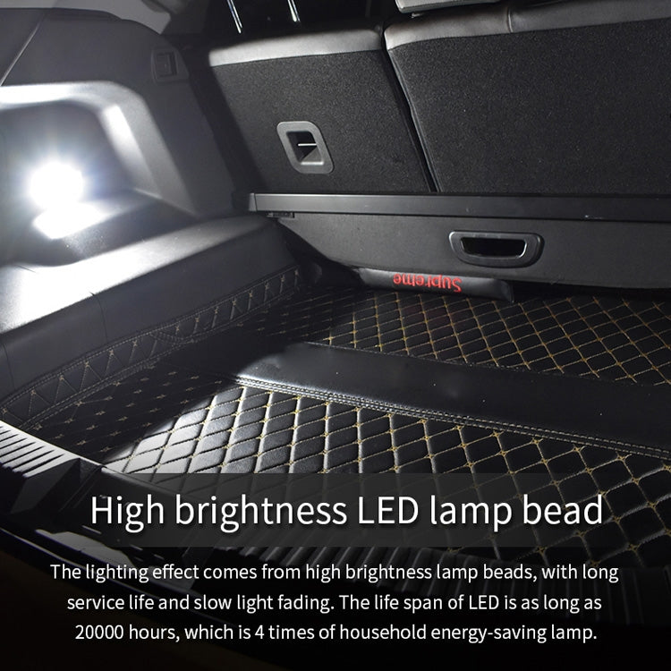 USB car LED reading light projecting a bright beam in the car interior