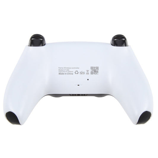Wireless game controller back view in white with shoulder triggers and grips