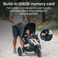 Mini WiFi security camera with wide-angle lens, shown mounted on a stroller