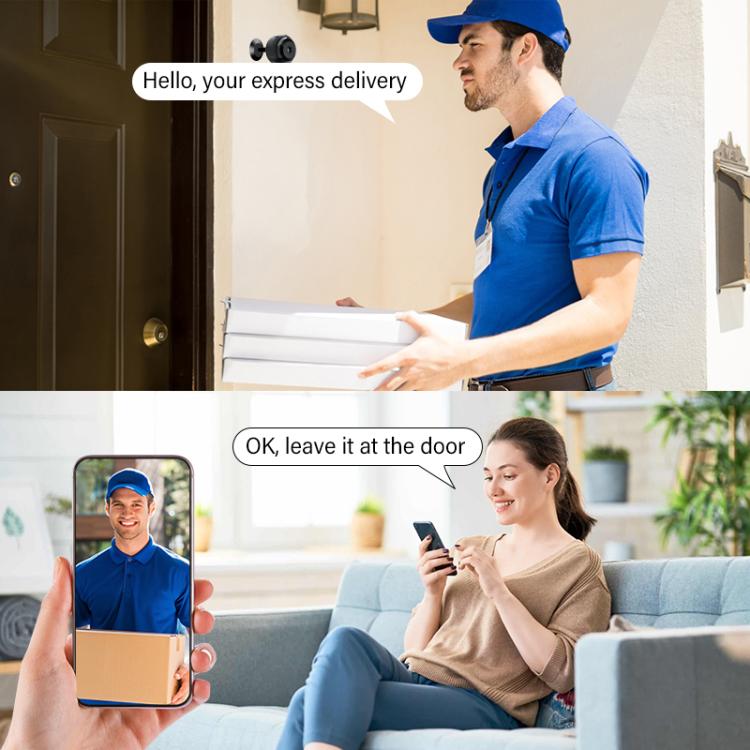 Smartphone app showing delivery message and courier photo for alerts