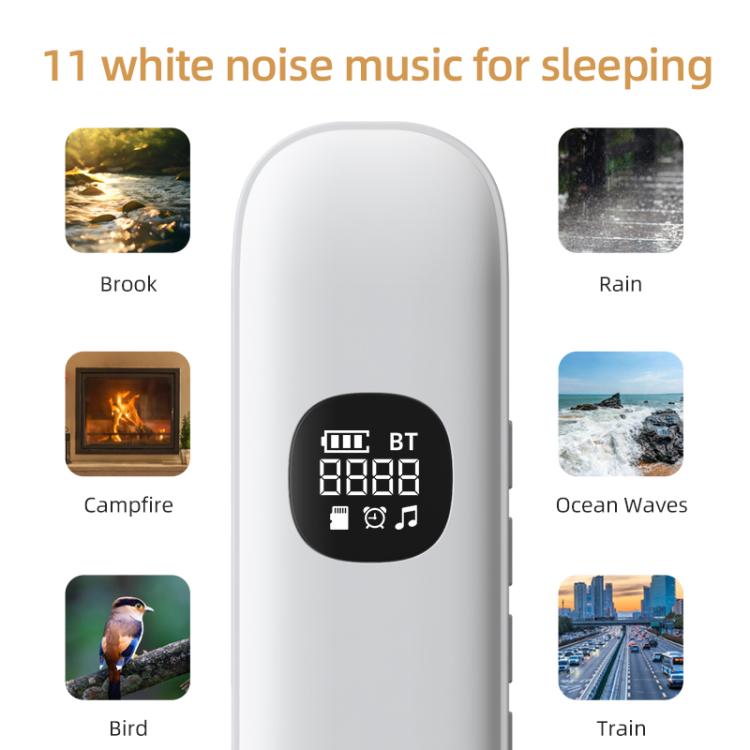 White bone-conduction sleep Bluetooth speaker with front LED sound display
