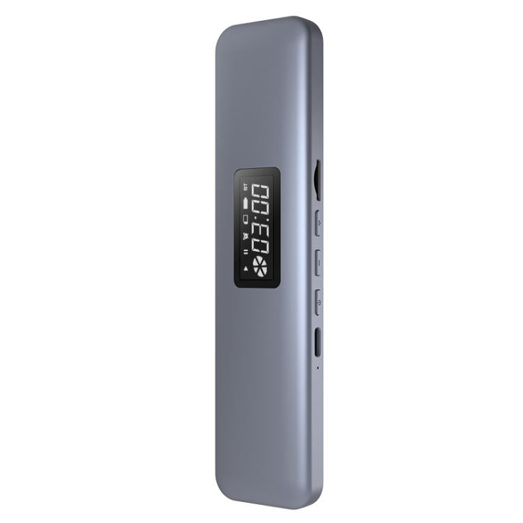 Grey bone conduction sleep speaker with digital display and side audio ports