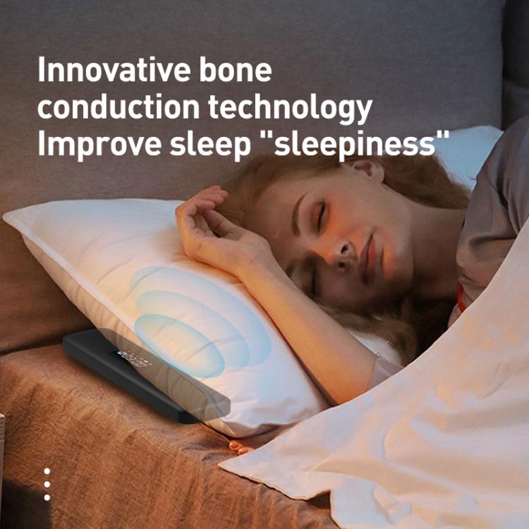 Black bone conduction sleep speaker under pillow with illuminated light effects