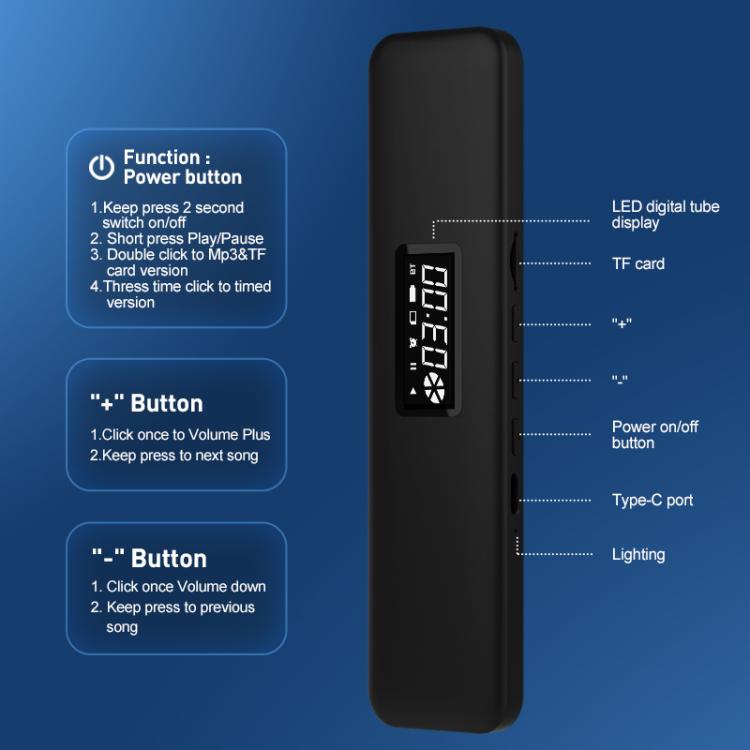 Black bone conduction sleep speaker with power button, buttons, and Type-C port visible
