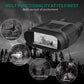 Black night vision binocular with built-in display showing animal image, front view