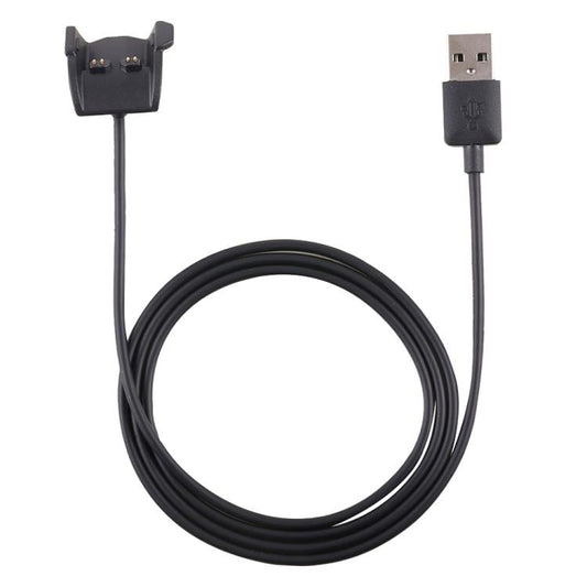 xDfind USB-A smartwatch charging cable with coiled black cord and two-pin charging clip