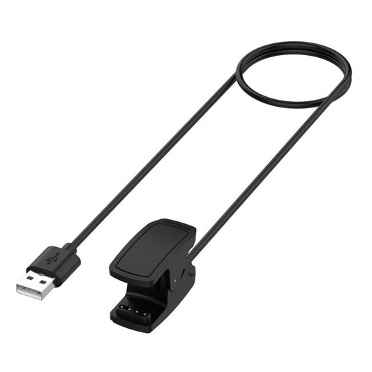 Black USB-A watch charging clip cable with a long cord and spring clip