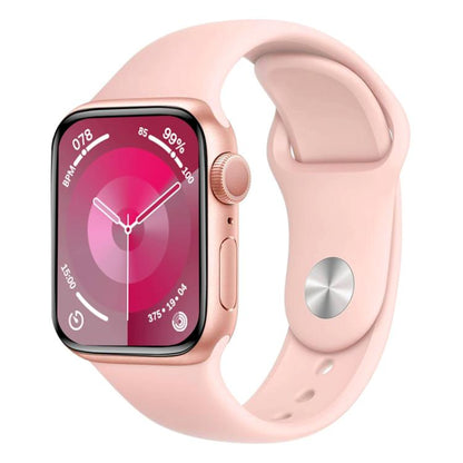 Light pink silicone sports watch band fitted to a smartwatch