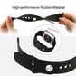 Black silicone watch band with adjustable holes and round metal stud closure