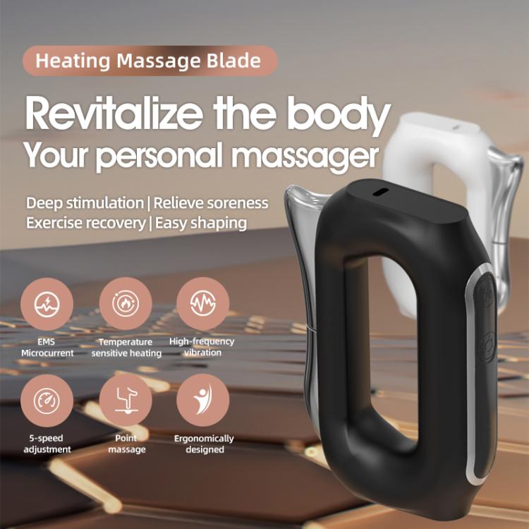 Black electric heating massage blade with rounded open handle design