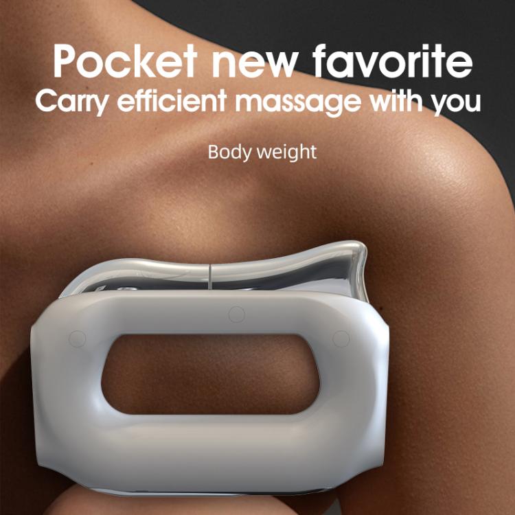 White handheld electric heating fascia massage tool resting on an arm