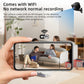 WiFi mini security camera with smartphone displaying live video from the camera