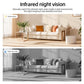 Split view comparing daytime and infrared night vision in a living room