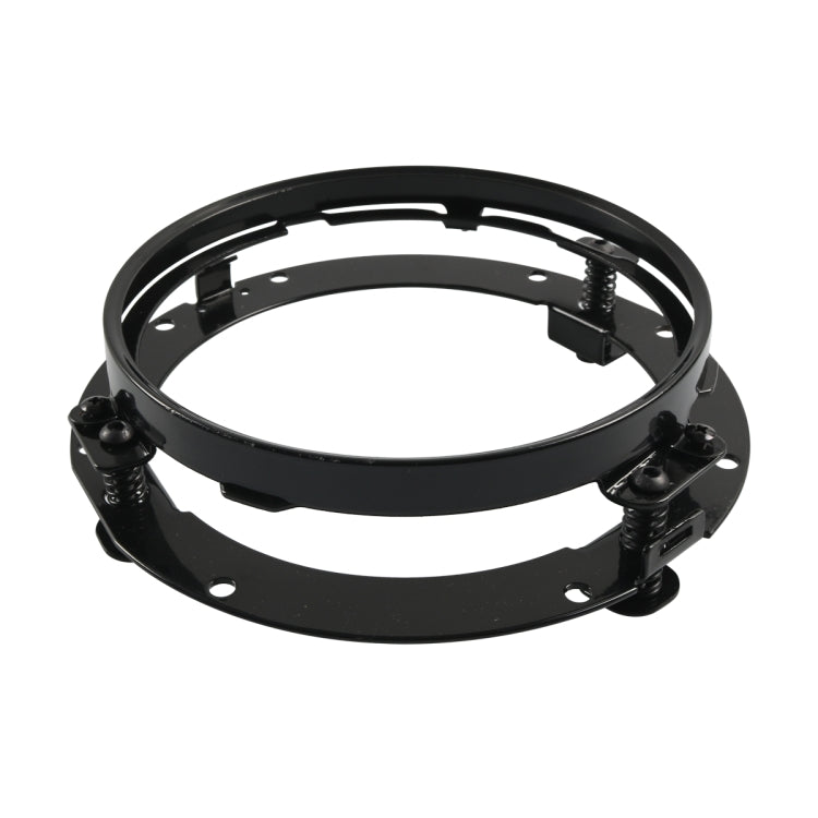 Black 7-inch round headlight mounting bracket ring with spring clamps