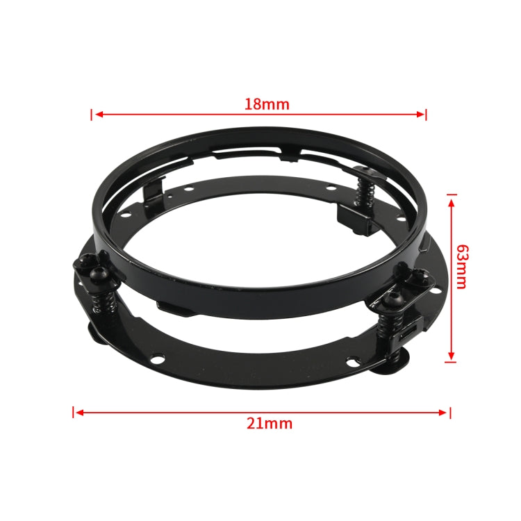 Black round headlight mounting bracket ring dimensions: 18mm, 63mm, 21mm
