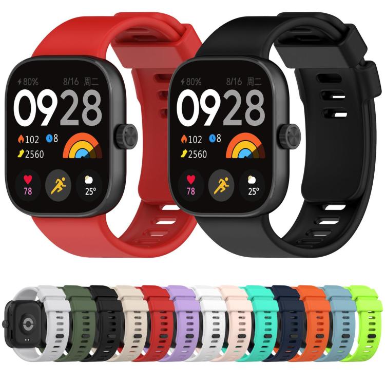 Silicone watch band shown in red and black, with a range of color options.