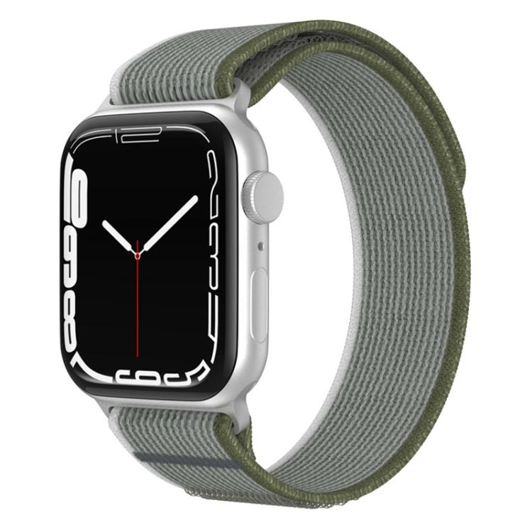 xDfind dual-section nylon watch band in gray with olive green edges