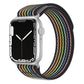 xDfind dual-section nylon watch band with multicolor stripes and black edges