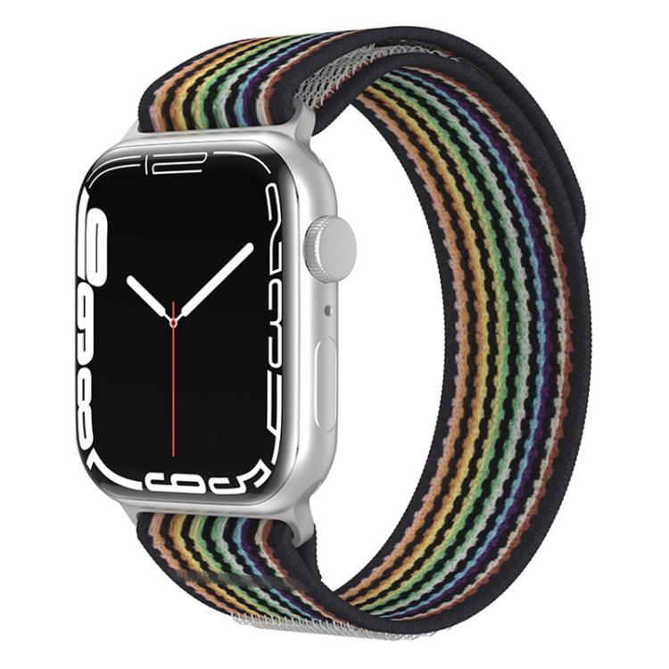 xDfind dual-section nylon watch band with multicolor stripes and black edges
