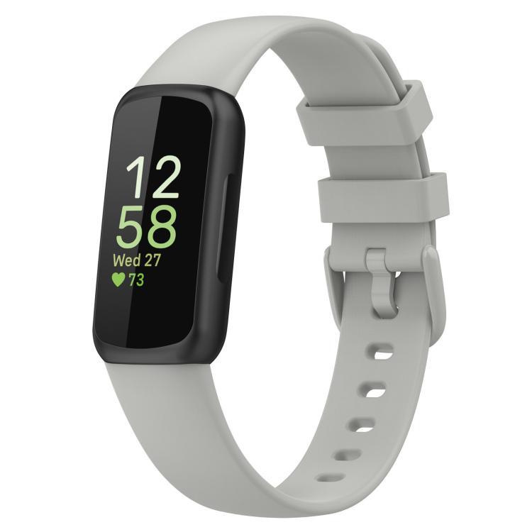 Light gray silicone watch band with adjustable buckle for Fitbit Inspire 3