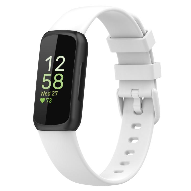 White silicone Fitbit Inspire 3 watch band with tracker
